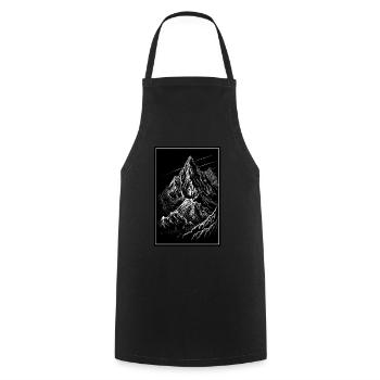 Hiking Mountaineering Mountains Outdoor Line Art - Cooking Apron - black - Front - AI Model Male 185 dark (185cm)