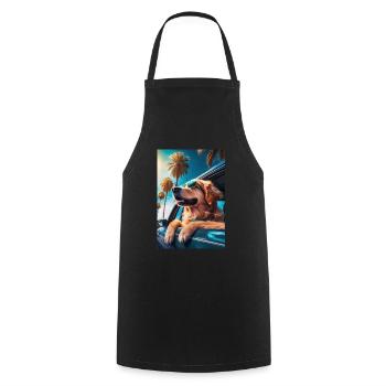 Golden Retriever Sunglasses Beach Palms - Cooking Apron - black - Front - AI Model Male 185 dark (185cm)