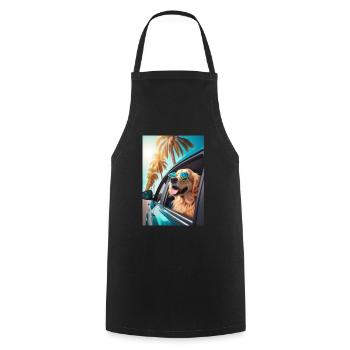 Golden Retriever Sunglasses Beach Palms - Cooking Apron - black - Front - AI Model Male 185 dark (185cm)