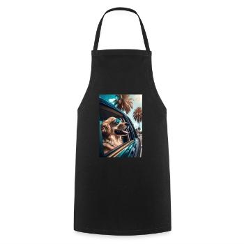 Golden Retriever Sunglasses Beach Palms - Cooking Apron - black - Front - AI Model Male 185 dark (185cm)