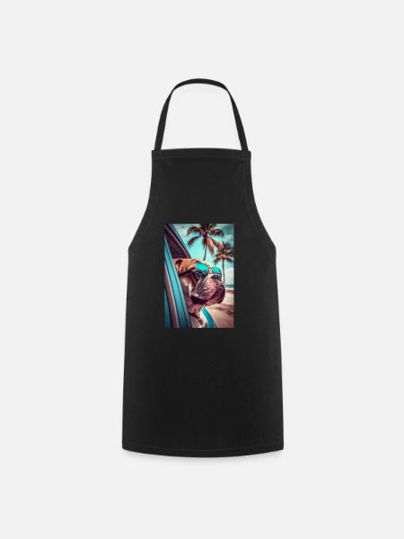English Bulldog Sunglasses Beach Palms - Cooking Apron - black