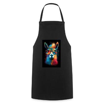 Lama Alpaca Sunglasses Hoodie Rainbow Colors - Cooking Apron - black - Front - AI Model Male 185 dark (185cm)