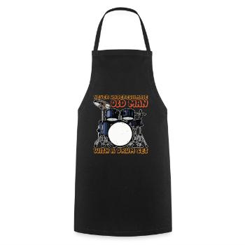 Vieil homme avec batterie - Tablier de cuisine - noir - Devant - AI Model Male 185 dark (185cm)