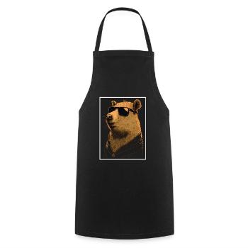 Capybara Capybara Cochon d’Inde Mèmes rongeurs - Tablier de cuisine - noir - Devant - AI Model Male 185 dark (185cm)