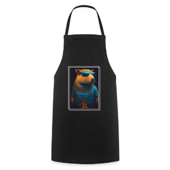 Capybara Capybara Cochon d’Inde Mèmes rongeurs - Tablier de cuisine - noir - Devant - AI Model Male 185 dark (185cm)