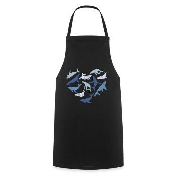 Blue Whale Heart Whale Sea - Cooking Apron - black - Front - AI Model Male 185 dark (185cm)