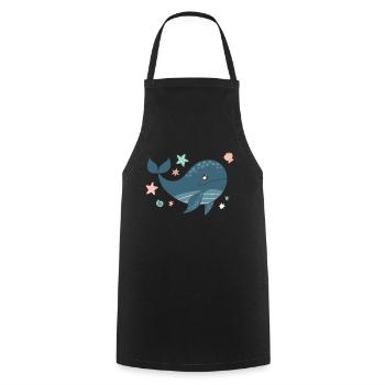 Baleine Bleue Mignon Enfants Baleine Mer - Tablier de cuisine - noir - Devant - AI Model Male 185 dark (185cm)