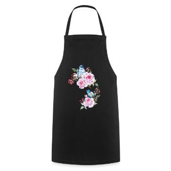 Blumen Vogel Floral Vögel - Kochschürze - Schwarz - Vorne - AI Model Male 185 dark (185cm)