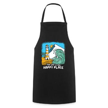 The Sea Is My Happy Place Lighthouse - Cooking Apron - black - Front - AI Model Male 185 dark (185cm)
