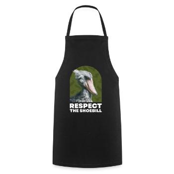 Respect the Shoebill Schuhschnabel Vogel - Kochschürze - Schwarz - Vorne - AI Model Male 185 dark (185cm)