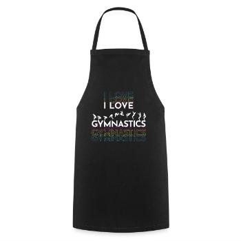 I Love Gymnastics Gymnastik Turner - Cooking Apron - black - Front - AI Model Male 185 dark (185cm)