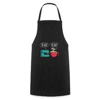Café Cousue Caféine Couturière Espresso Cadeau - Tablier de cuisine - noir - Devant - AI Model Male 185 dark (185cm)