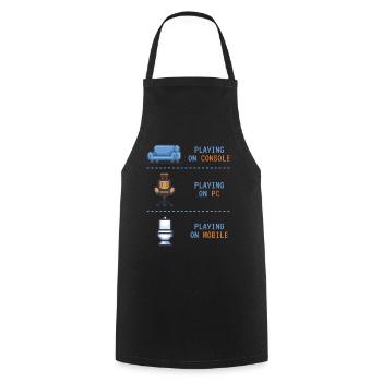 Playing On Gaming Games - Cooking Apron - black - Front - AI Model Male 185 dark (185cm)
