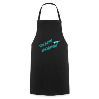 Still Playing With Airplane Flugzeug - Cooking Apron - black - Front - AI Model Male 185 dark (185cm)