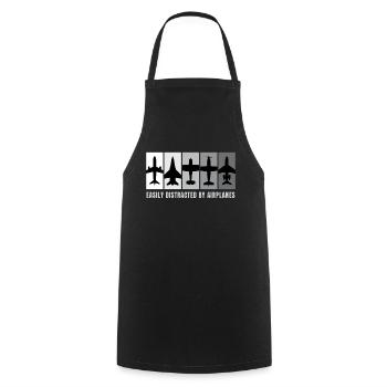 Easily Distracted By Airplanes Airplane - Cooking Apron - black - Front - AI Model Male 185 dark (185cm)