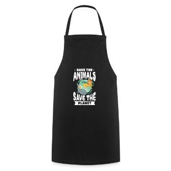 Climate change - Cooking Apron - black - Front - AI Model Male 185 dark (185cm)