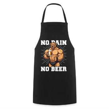 Bodybuilder Gym Bier No Pain No Beer - Cooking Apron - black - Front - AI Model Male 185 dark (185cm)