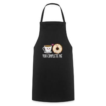 Beignet au café - Tablier de cuisine - noir - Devant - AI Model Male 185 dark (185cm)