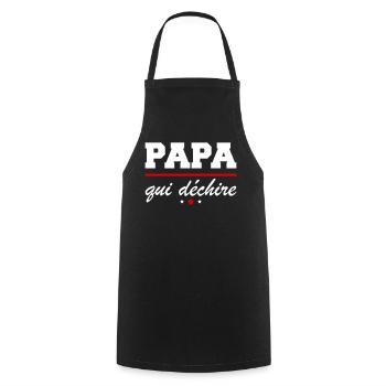 Papa qui déchire, cadeau fête des pères - Tablier de cuisine - noir - Devant - AI Model Male 185 dark (185cm)