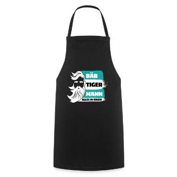 Bear Tiger Man Bearded Father Father's Day - Cooking Apron - black - Front - AI Model Male 185 dark (185cm)