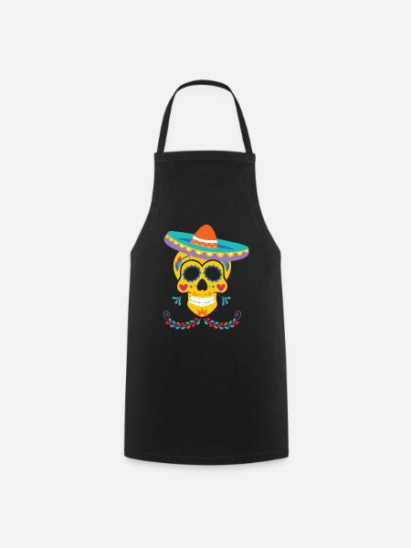 Dia de Los Muertos Sombrero, Mexique - Tablier de cuisine - noir