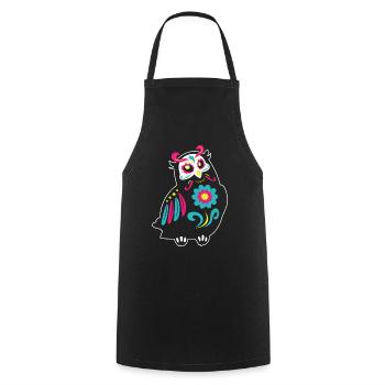 Dia de Los Muertos Owl Owls Mexico - Cooking Apron - black - Front - AI Model Male 185 dark (185cm)
