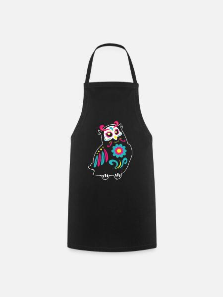 Dia de Los Muertos Eule Eulen Mexiko - Kochschürze - Schwarz