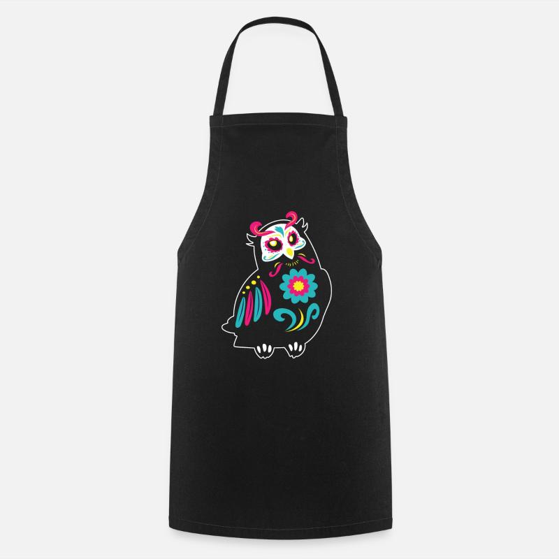 Dia de Los Muertos Eule Eulen Mexiko - Kochschürze - Schwarz