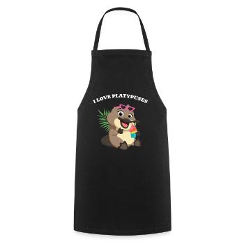 Platypus I Love Platypus Kids - Cooking Apron - black - Front - AI Model Male 185 dark (185cm)