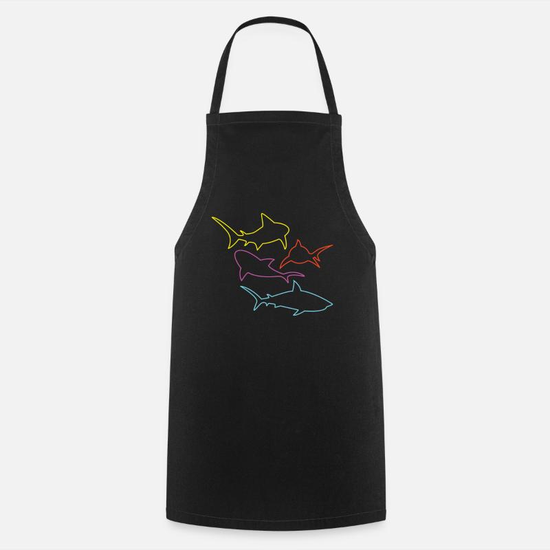 Requin Poisson Requin coloré - Tablier de cuisine - noir