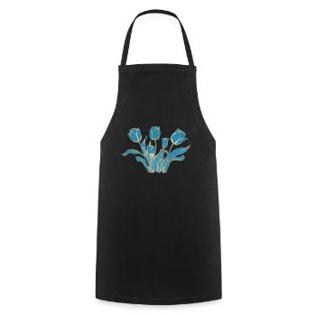 Tulpen Blau Florist Blumen Tulpe - Kochschürze - Schwarz - Vorne - AI Model Male 185 dark (185cm)