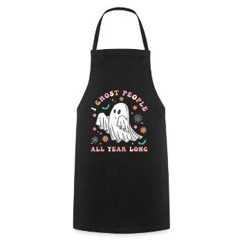 Halloween I Ghost People All Year Long - Cooking Apron - black - Front - AI Model Male 185 dark (185cm)