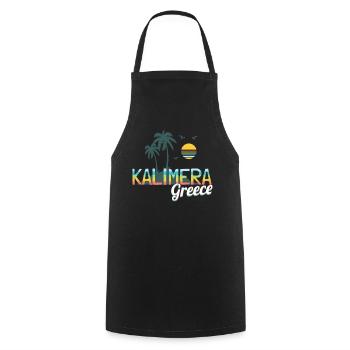 Kalimera, Greece, Greece - Cooking Apron - black - Front - AI Model Male 185 dark (185cm)