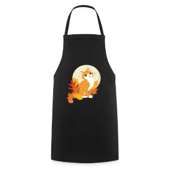 Feuilles d’étui de chaton de chat d’automne - Tablier de cuisine - noir - Devant - AI Model Male 185 dark (185cm)