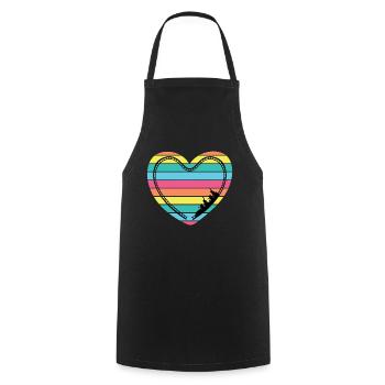 Parc à thème Roller Coaster Heart Rainbow - Tablier de cuisine - noir - Devant - AI Model Male 185 dark (185cm)