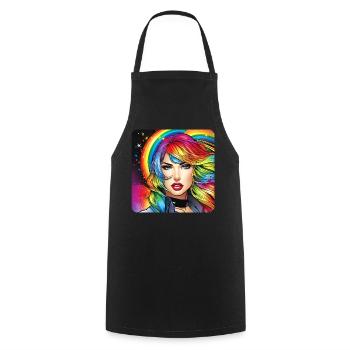 Cool woman in rainbow colors - Cooking Apron - black - Front - AI Model Male 185 dark (185cm)