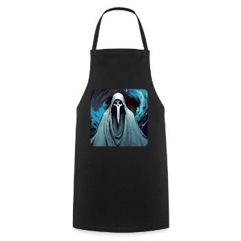 Evil Creepy Ghost - Cooking Apron - black - Front - AI Model Male 185 dark (185cm)
