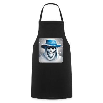 Grinning skull in hoodie with hat and snow - Cooking Apron - black - Front - AI Model Male 185 dark (185cm)