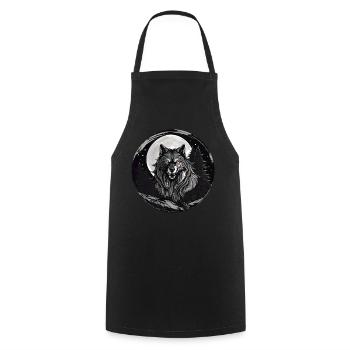 Loup à la pleine lune - Tablier de cuisine - noir - Devant - AI Model Male 185 dark (185cm)