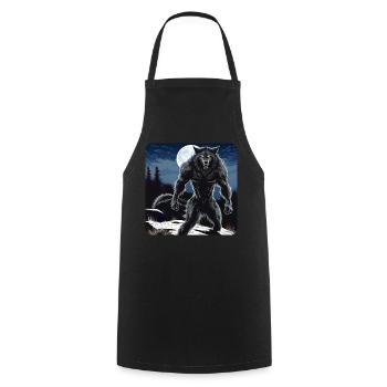 Scary Werewolf - Cooking Apron - black - Front - AI Model Male 185 dark (185cm)