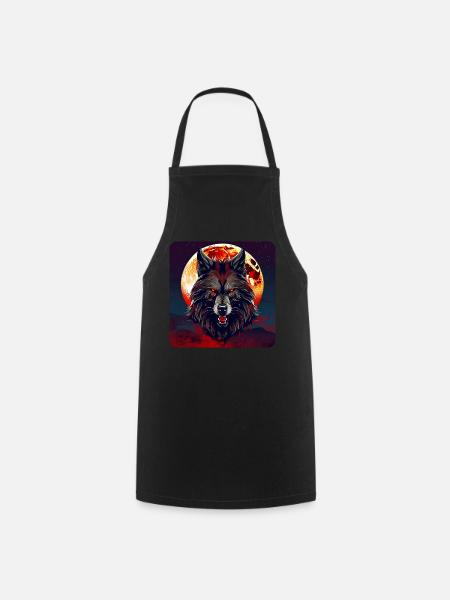Loup-garou d’horreur aux yeux rougeoyants - Tablier de cuisine - noir