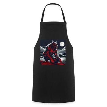 Crimson Werewolf with Full Moon - Cooking Apron - black - Front - AI Model Male 185 dark (185cm)