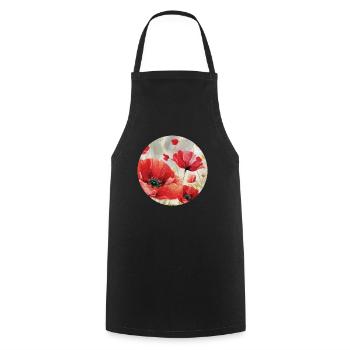 Poppy, Flora, Poppy, Floral, Poppy - Cooking Apron - black - Front - AI Model Male 185 dark (185cm)