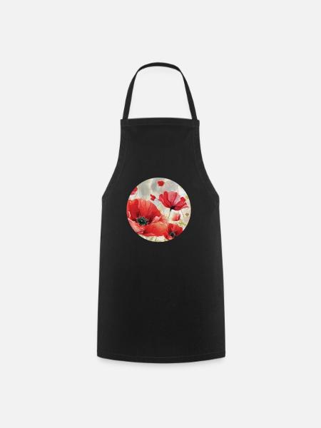 Poppy, Flora, Poppy, Floral, Poppy - Cooking Apron - black