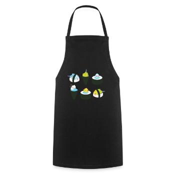 Süß Wellensittich Sushi Japan Kawaii - Kochschürze - Schwarz - Vorne - AI Model Male 185 dark (185cm)
