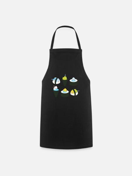 Cute Budgie Sushi Japan Kawaii - Cooking Apron - black