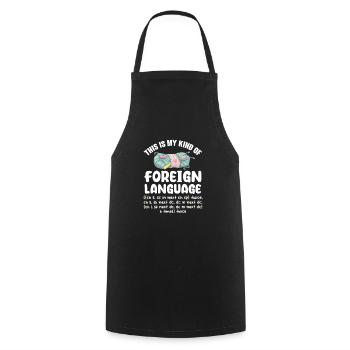 Crochet Knitting Sewing Seamstress Gift - Cooking Apron - black - Front - AI Model Male 185 dark (185cm)