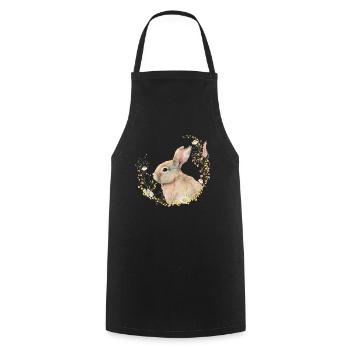 Hase Frühling Blumen Osterhase Ostern - Kochschürze - Schwarz - Vorne - AI Model Male 185 dark (185cm)