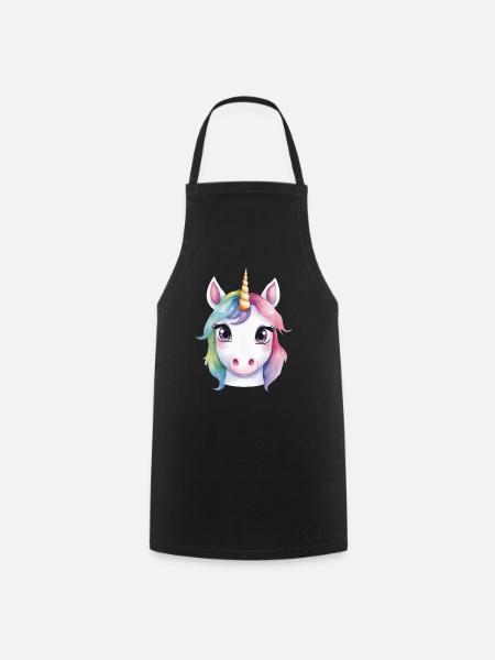 Licorne Mignon Enfants Fille - Tablier de cuisine - noir