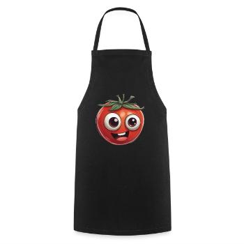 Mignon Tomate Souriant Design - Tablier de cuisine - noir - Devant - AI Model Male 185 dark (185cm)